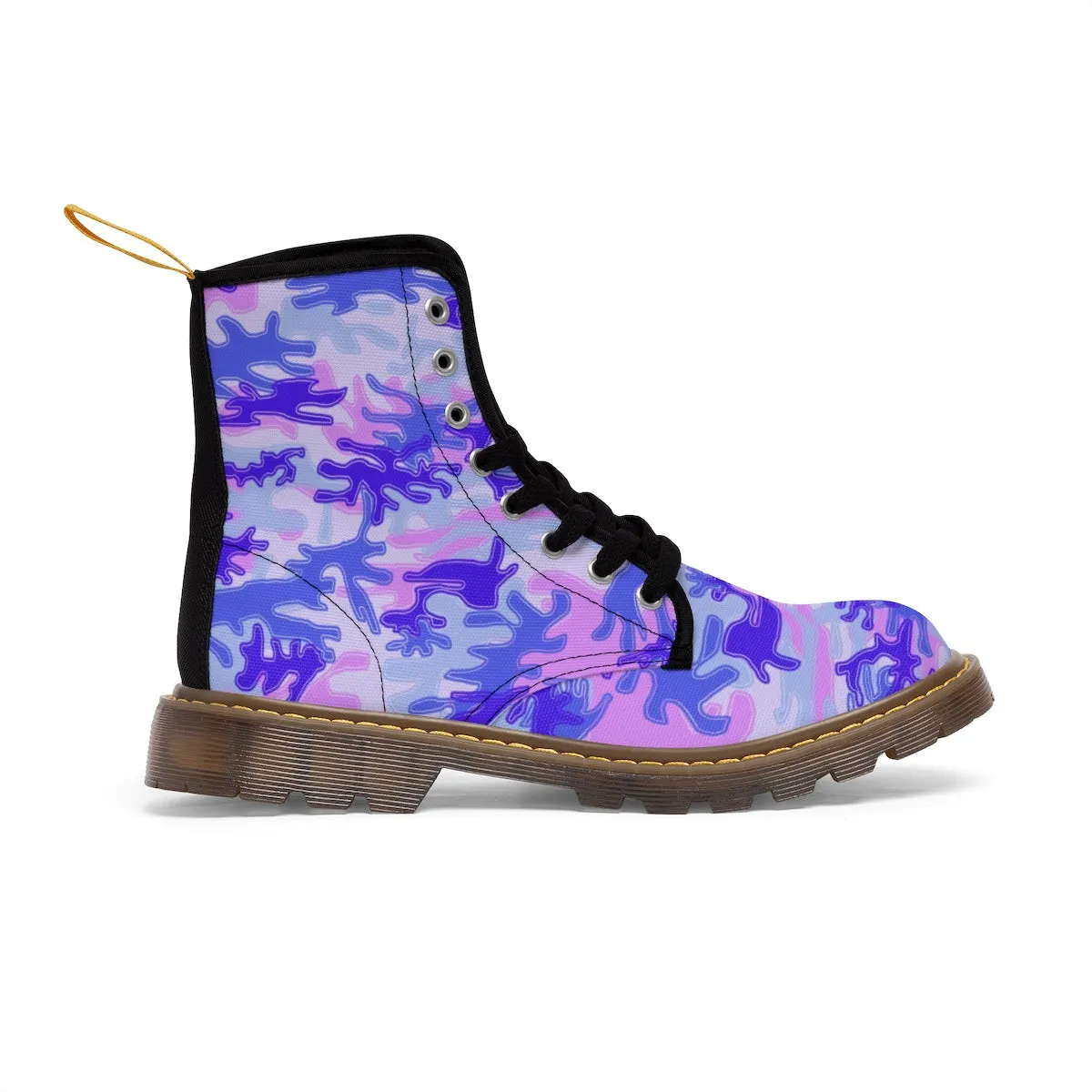 Purple Camo Men's Boots, Pastel Purple Camouflage Military Army Winter Hiking Boots