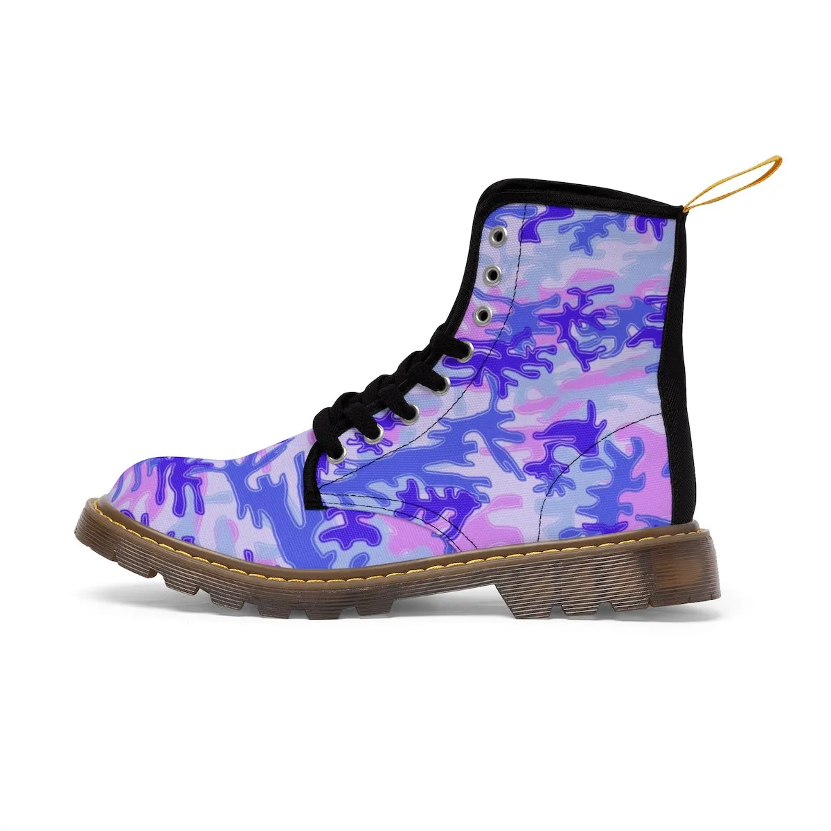 Purple Camo Men's Boots, Pastel Purple Camouflage Military Army Winter Hiking Boots