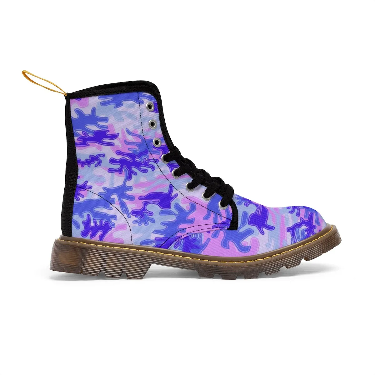 Purple Camo Men's Boots, Pastel Purple Camouflage Military Army Winter Hiking Boots