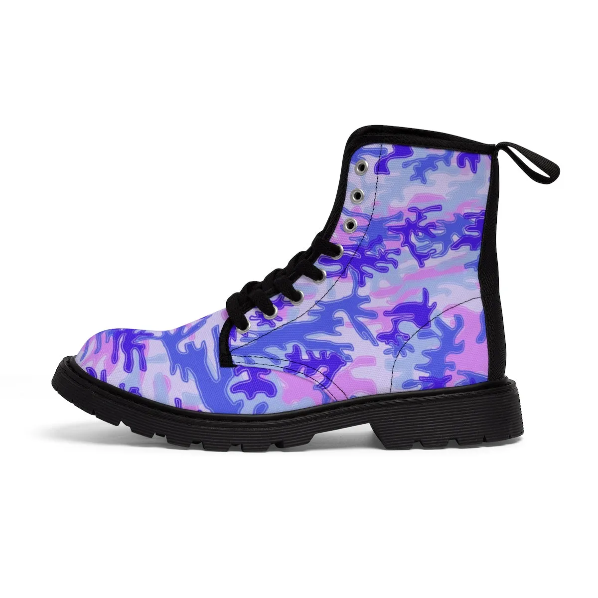 Purple Camo Men's Boots, Pastel Purple Camouflage Military Army Winter Hiking Boots