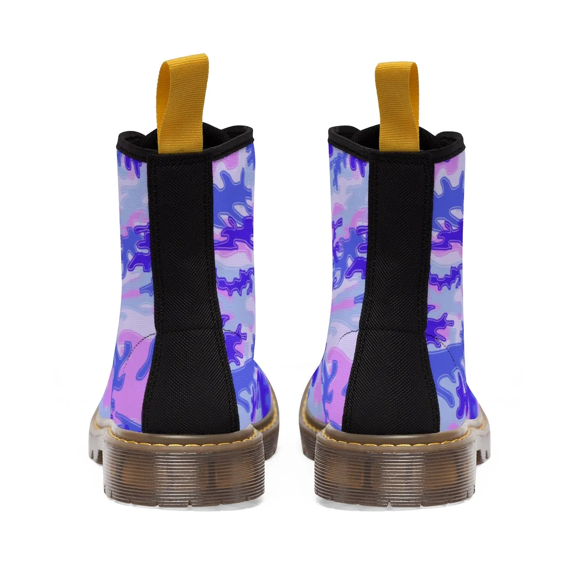 Purple Camo Men's Boots, Pastel Purple Camouflage Military Army Winter Hiking Boots