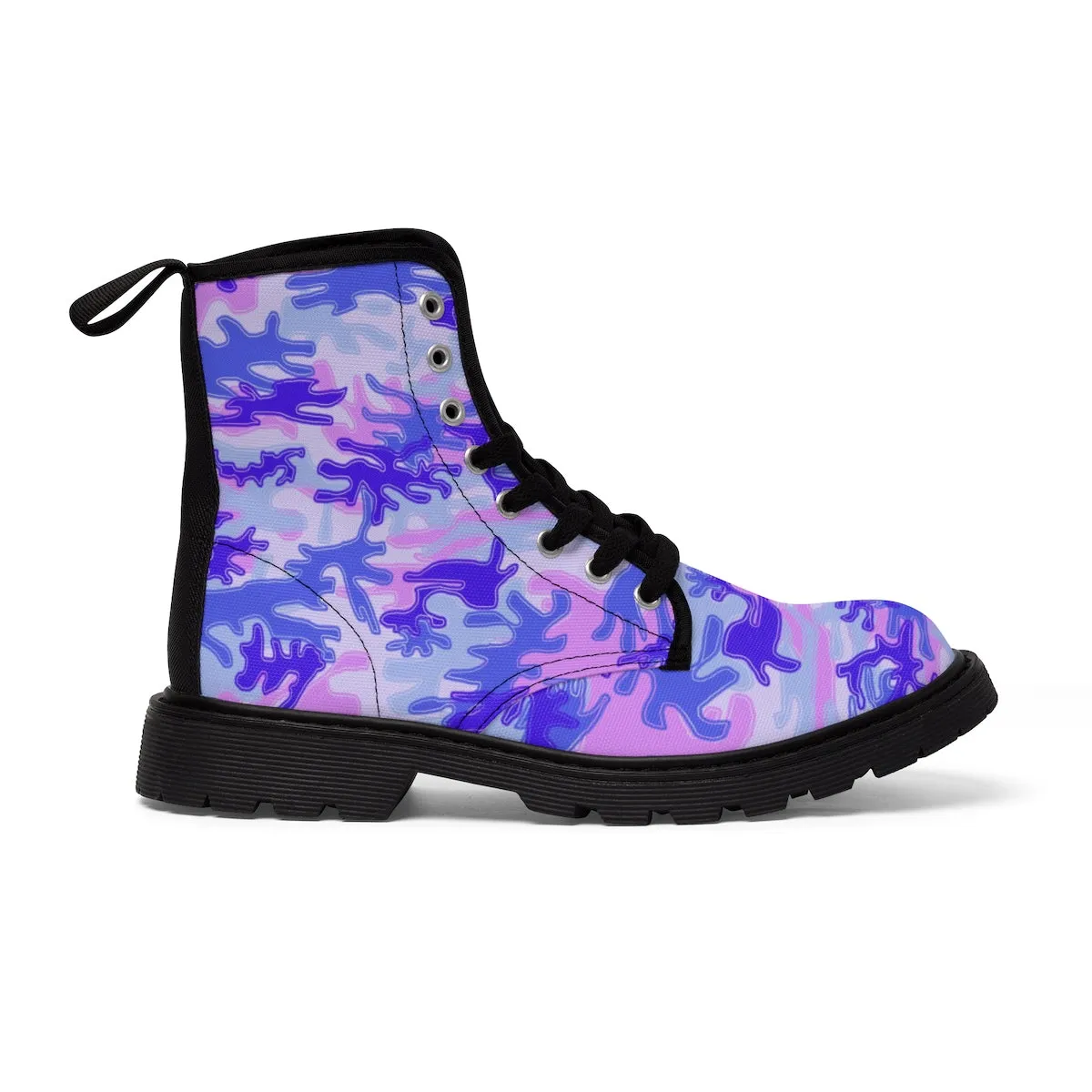 Purple Camo Men's Boots, Pastel Purple Camouflage Military Army Winter Hiking Boots