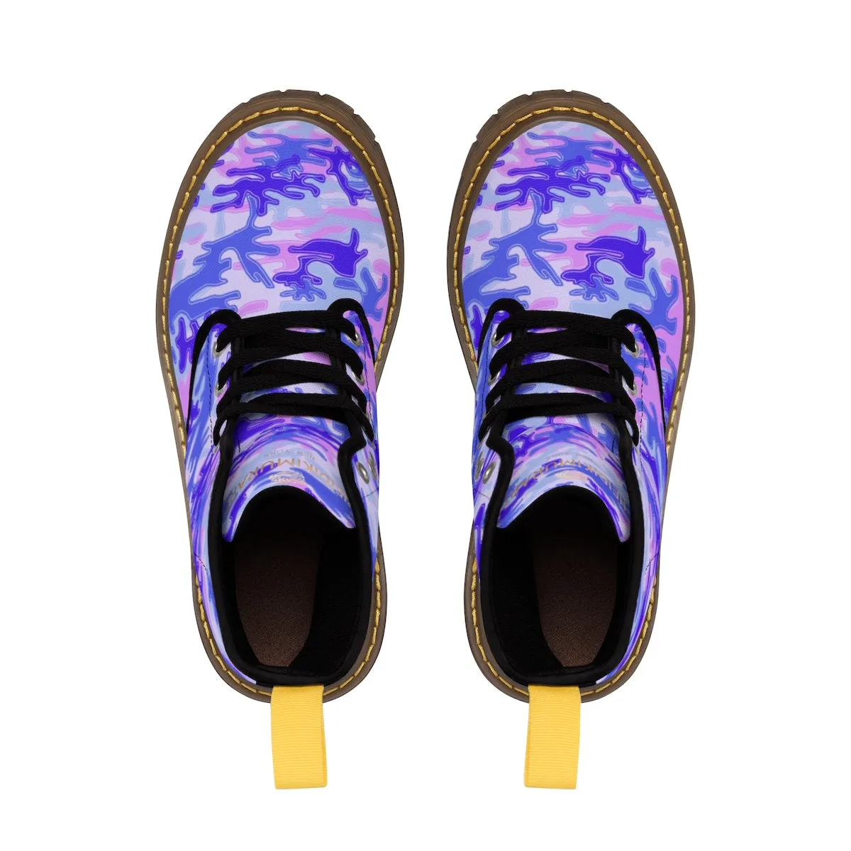 Purple Camo Men's Boots, Pastel Purple Camouflage Military Army Winter Hiking Boots