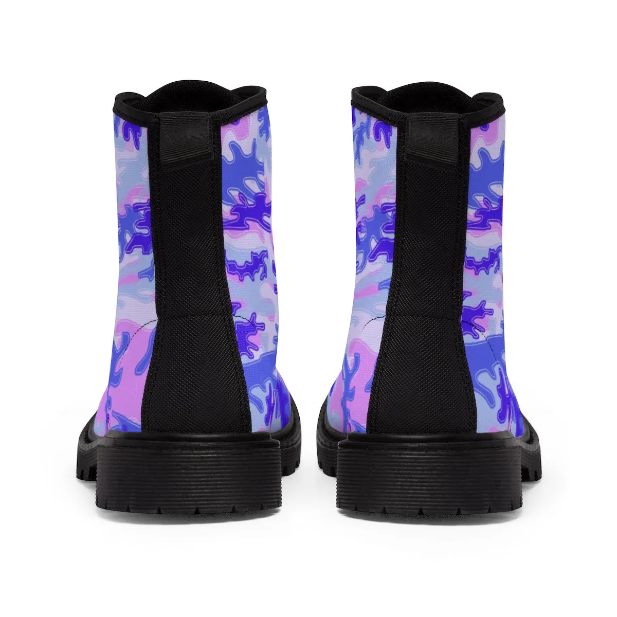 Purple Camo Men's Boots, Pastel Purple Camouflage Military Army Winter Hiking Boots
