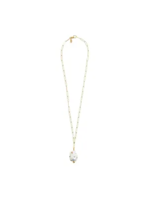 Rainbow Golden Pearl Oasis Paperclip Drop Necklace