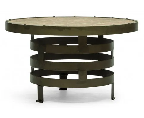 Retro Style Spiral Round Coffee Table with Wood Top
