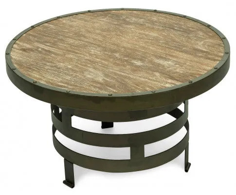 Retro Style Spiral Round Coffee Table with Wood Top