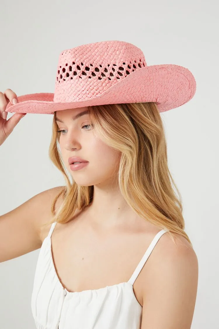 Rhinestone-Studded Straw Cowboy Hat