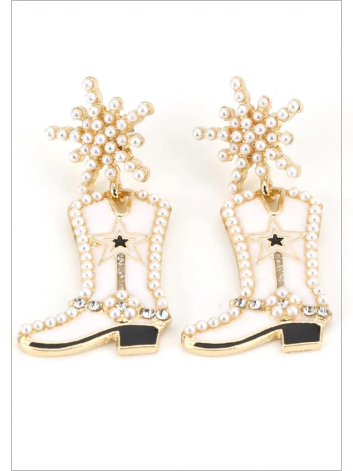 Rodeo Star Studded Boots Cowgirl Earrings