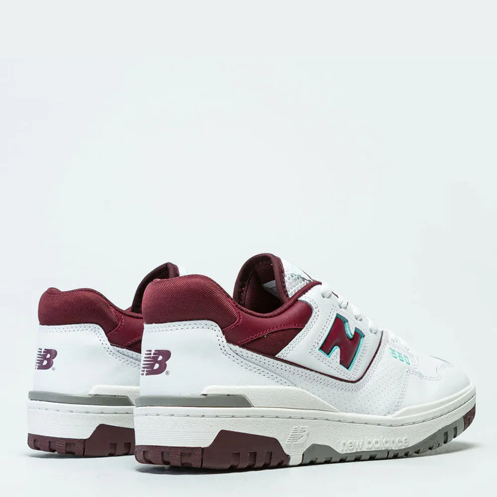 Scarpe Uomo NEW BALANCE Sneakers 550 in Pelle colore White e Burgundy