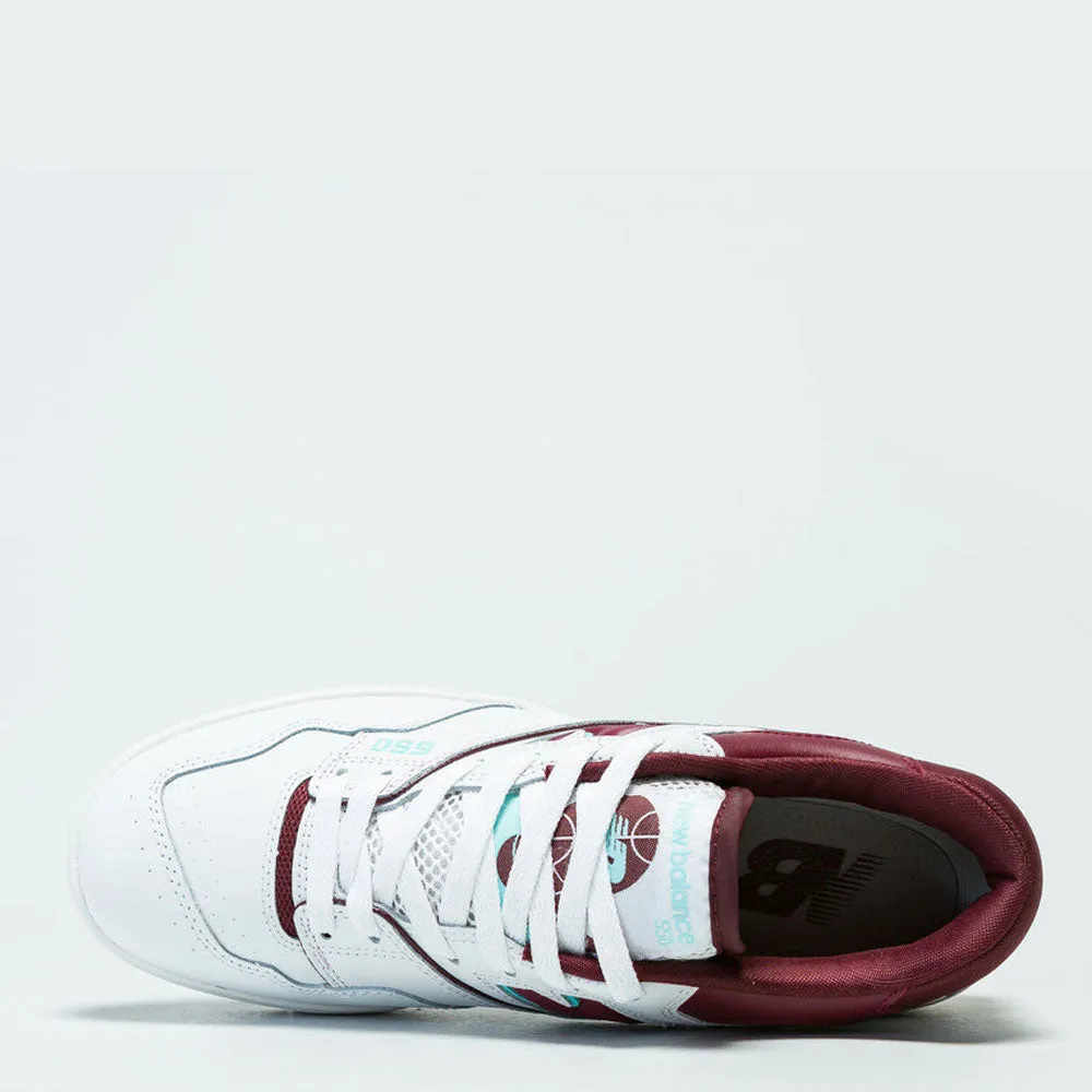 Scarpe Uomo NEW BALANCE Sneakers 550 in Pelle colore White e Burgundy