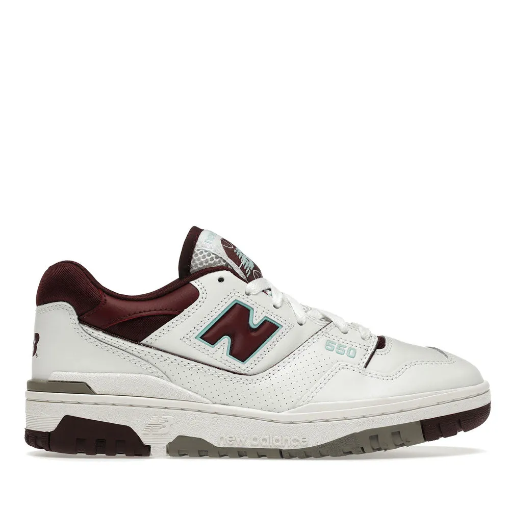 Scarpe Uomo NEW BALANCE Sneakers 550 in Pelle colore White e Burgundy