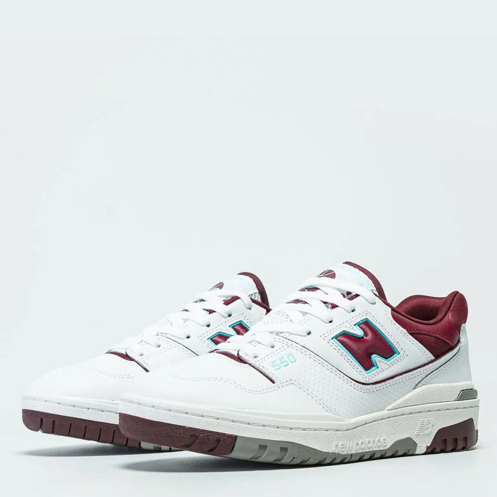 Scarpe Uomo NEW BALANCE Sneakers 550 in Pelle colore White e Burgundy