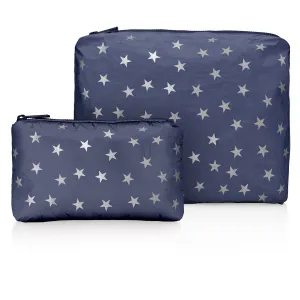 Set of Two - Organizational Packs - Shimmer Navy Blue with Myriad Silver Stars