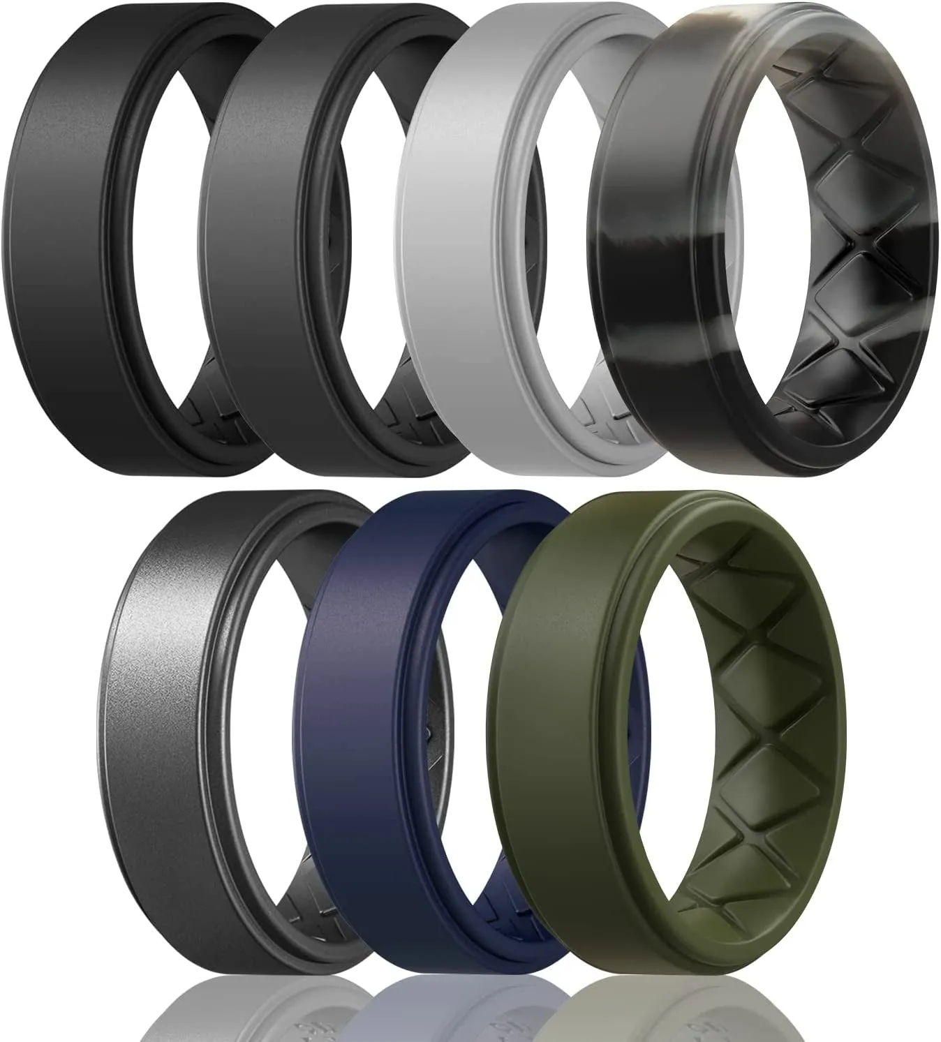 Silicone Wedding Rings Mens, 8mm Wide-2mm Thick