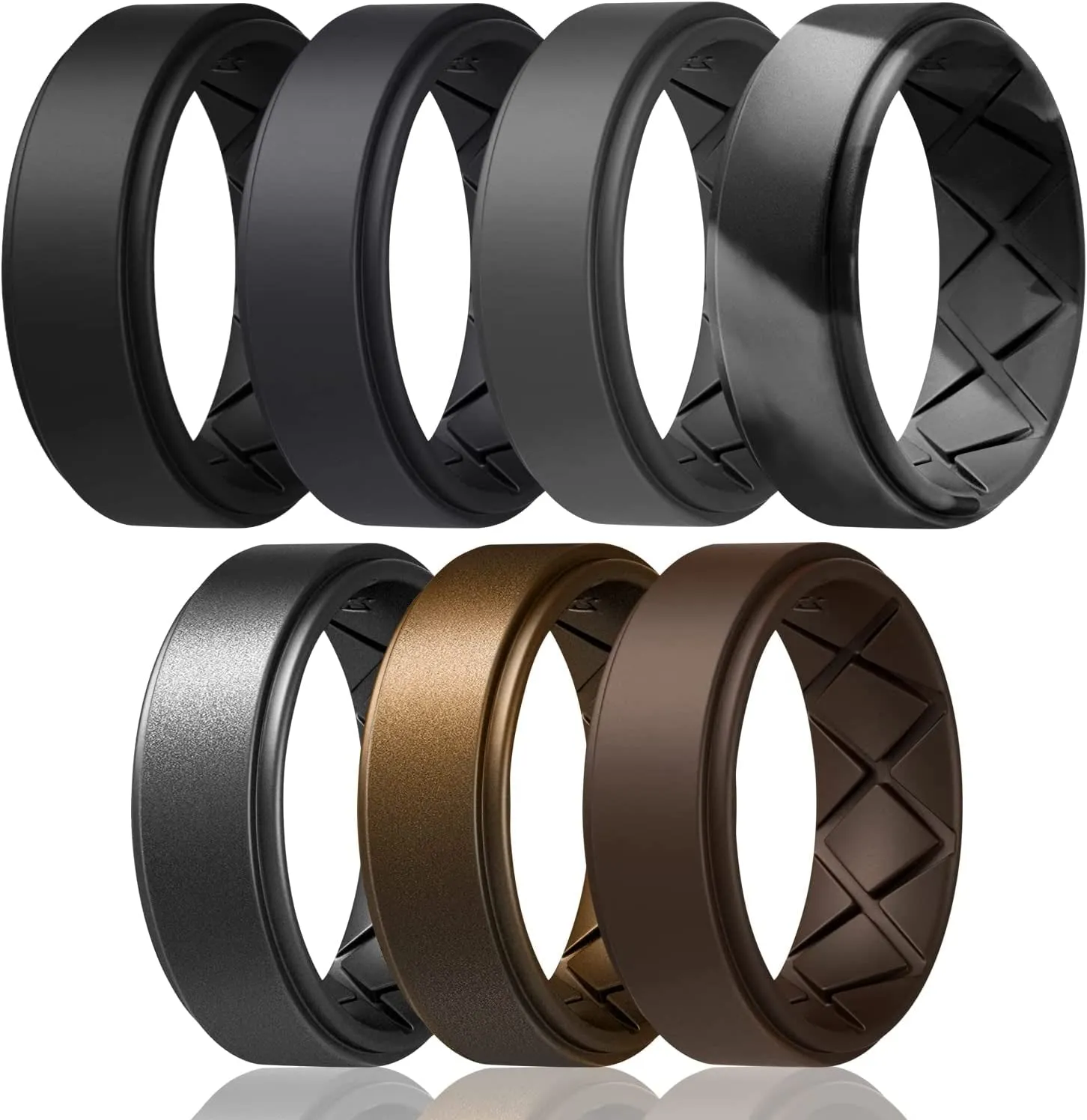 Silicone Wedding Rings Mens, 8mm Wide-2mm Thick