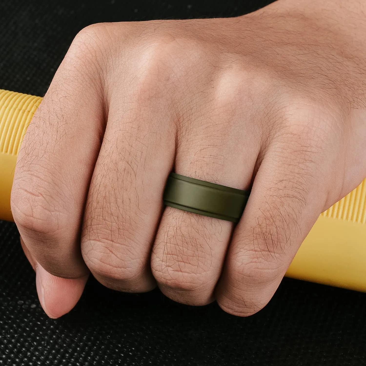 Silicone Wedding Rings Mens, 8mm Wide-2mm Thick