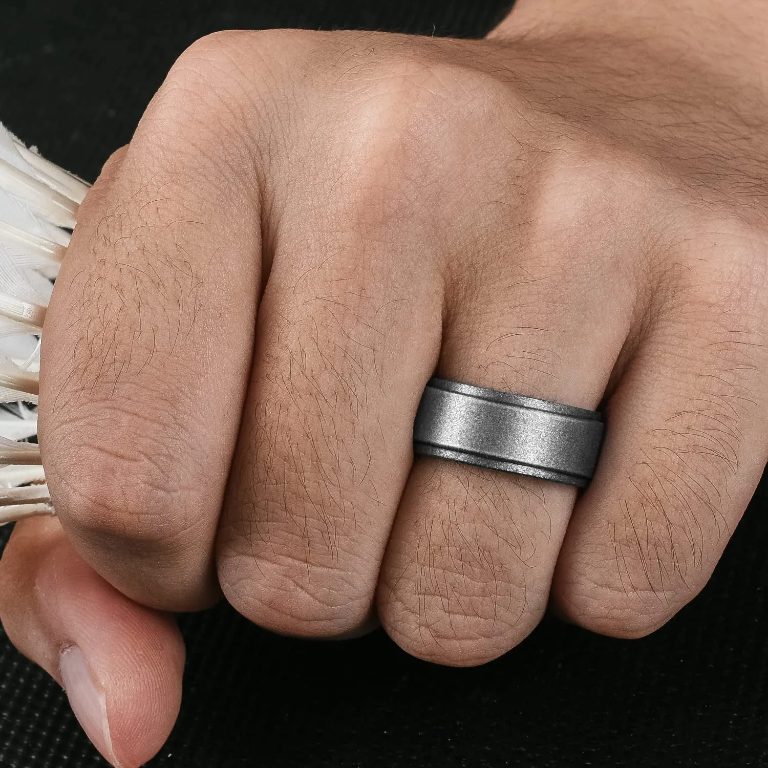 Silicone Wedding Rings Mens, 8mm Wide-2mm Thick