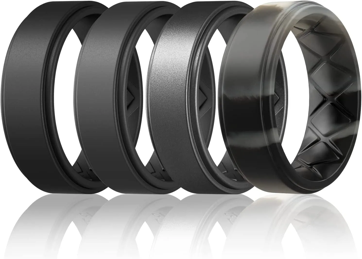 Silicone Wedding Rings Mens, 8mm Wide-2mm Thick