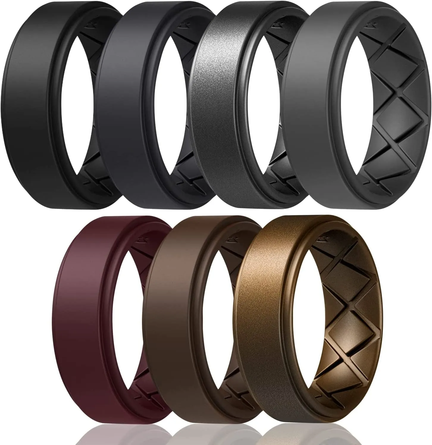 Silicone Wedding Rings Mens, 8mm Wide-2mm Thick