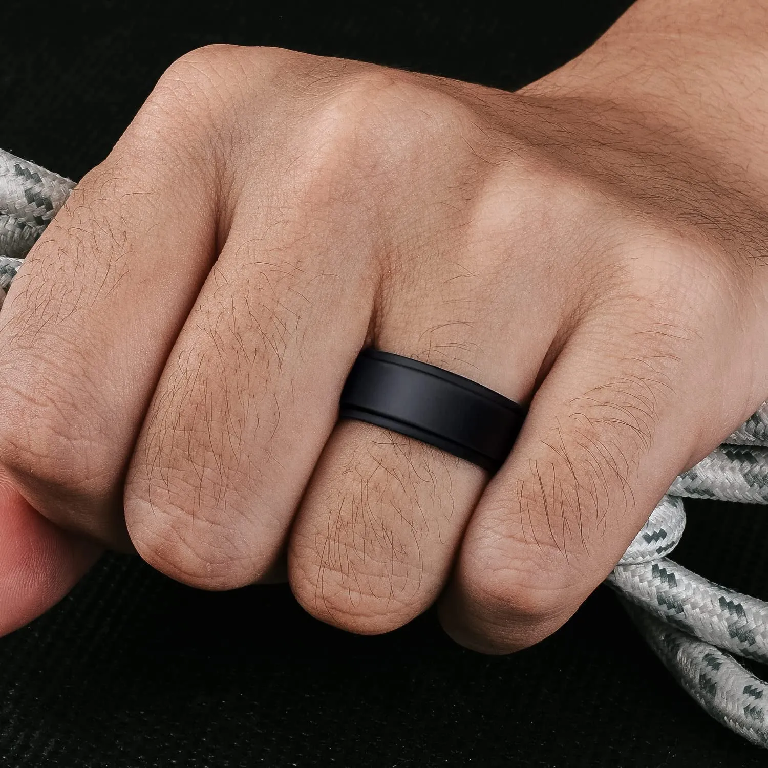 Silicone Wedding Rings Mens, 8mm Wide-2mm Thick