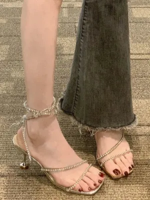 Sohiwoo  Fashion Summer Women High Heels Slingback Woman Pumps Square Toe High Heels Sandals Elegant Office Lady Shoes Non Slipper