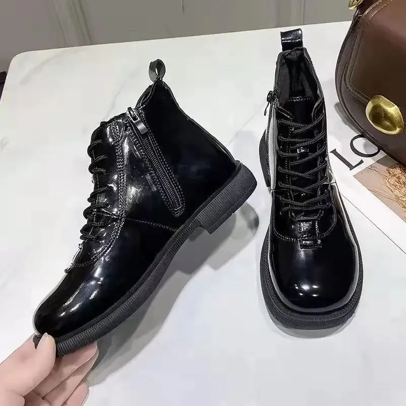 Sohiwoo Female Ankle Boots Waterproof Booties Elegant with Low Heels Footwear Round Toe Short Shoes for Women Work Y2k Autumn Trend