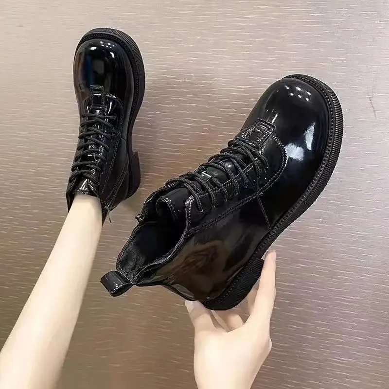 Sohiwoo Female Ankle Boots Waterproof Booties Elegant with Low Heels Footwear Round Toe Short Shoes for Women Work Y2k Autumn Trend