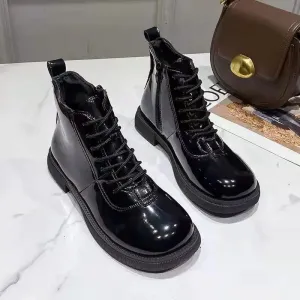 Sohiwoo Female Ankle Boots Waterproof Booties Elegant with Low Heels Footwear Round Toe Short Shoes for Women Work Y2k Autumn Trend