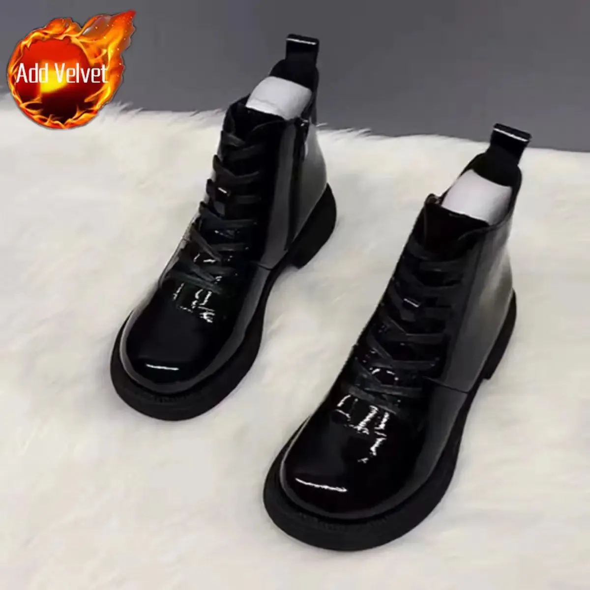 Sohiwoo Female Ankle Boots Waterproof Booties Elegant with Low Heels Footwear Round Toe Short Shoes for Women Work Y2k Autumn Trend