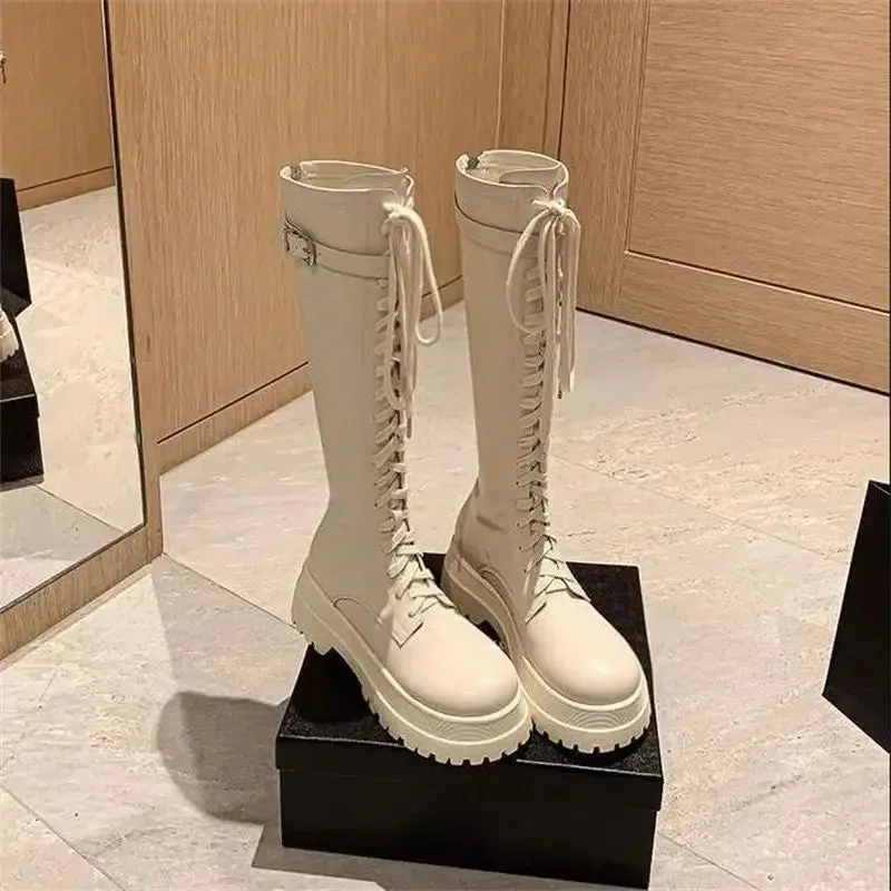 Sohiwoo Ladies Boots Platform Punk Footwear Lace-up Biker Shoes For Women Western With Laces High Quality Pu On Offer Elegant Classy Y2k