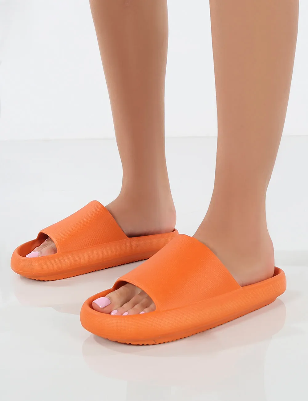 Solar Orange Rubber Flat Sliders