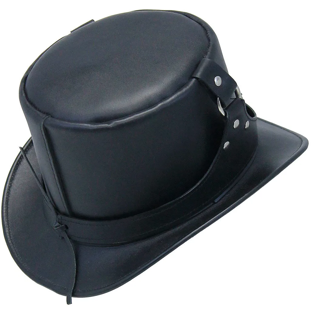 Steampunk Buckled Leather Tophat #H2204BUK ()