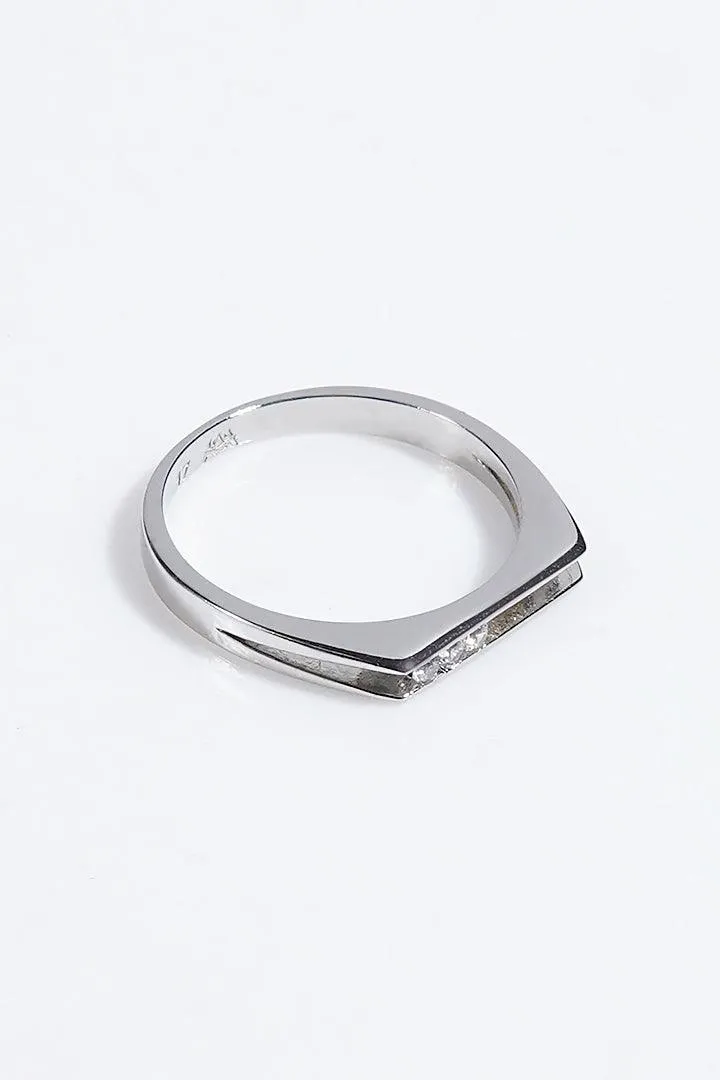Stone Studded Ring - Silver