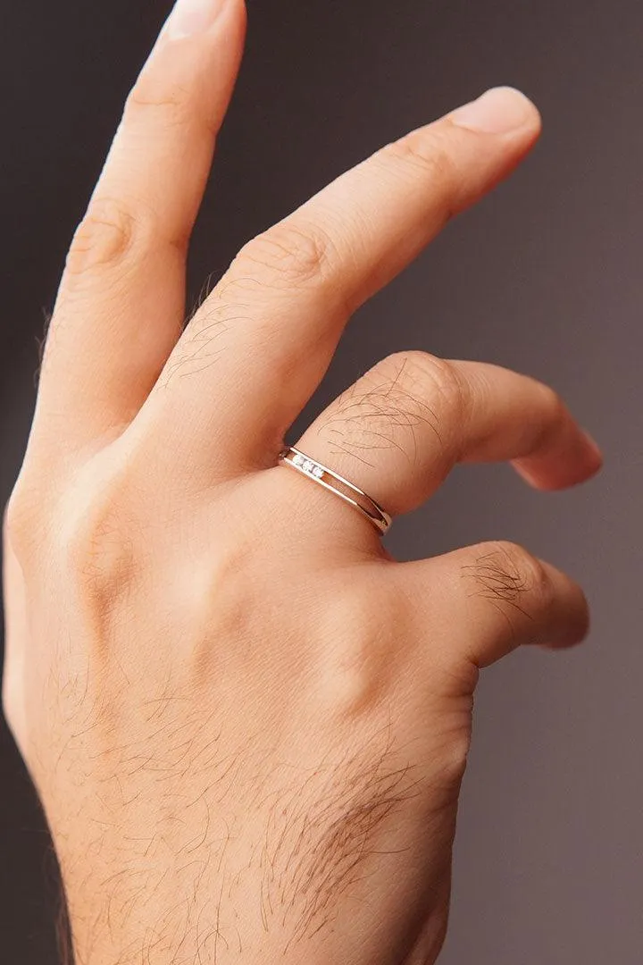 Stone Studded Ring - Silver