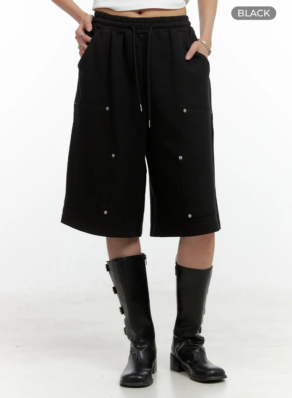 Studded Cotton Sweat Shorts CL405