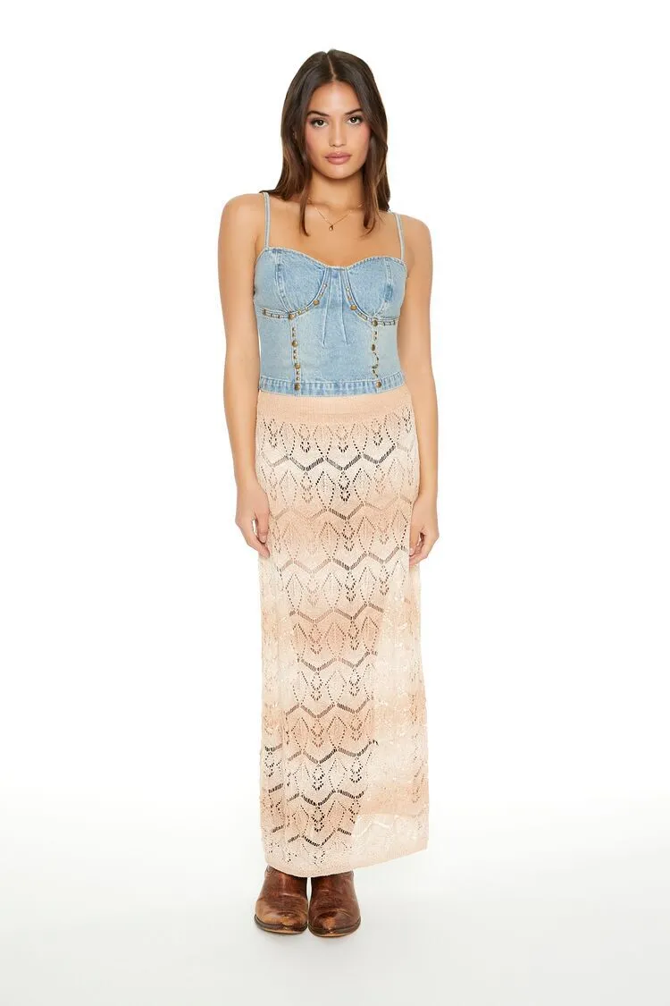Studded Denim Bustier Cami