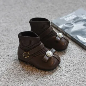 T21180 Toddler Casual Shoes - Leather Flat Ankle Boot