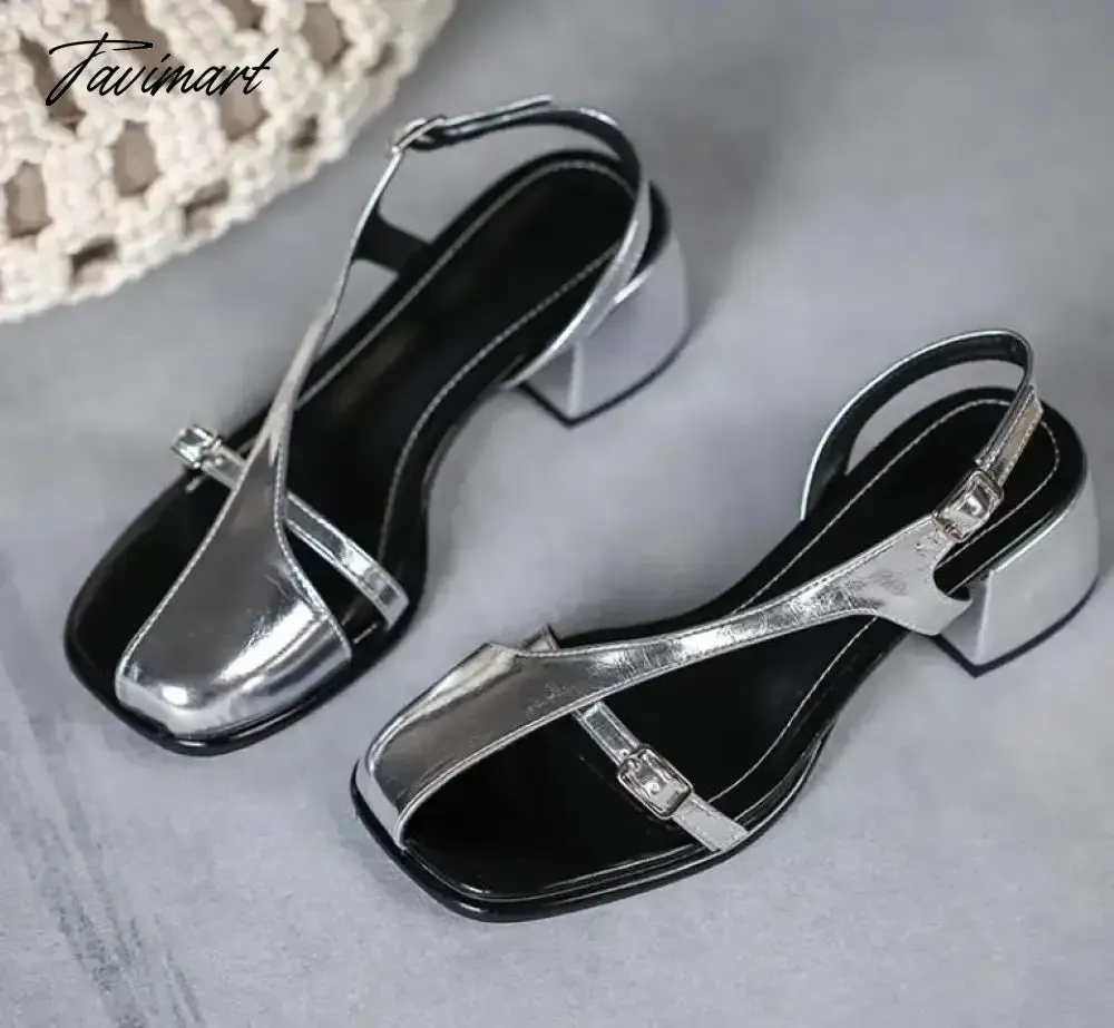 Tavimart Summer Heel Women Sandals Fashion Half Open Toe Narrow Band Thick High Heel Shoes Ladies Rome Elegant Dress Gladiator Sandalias