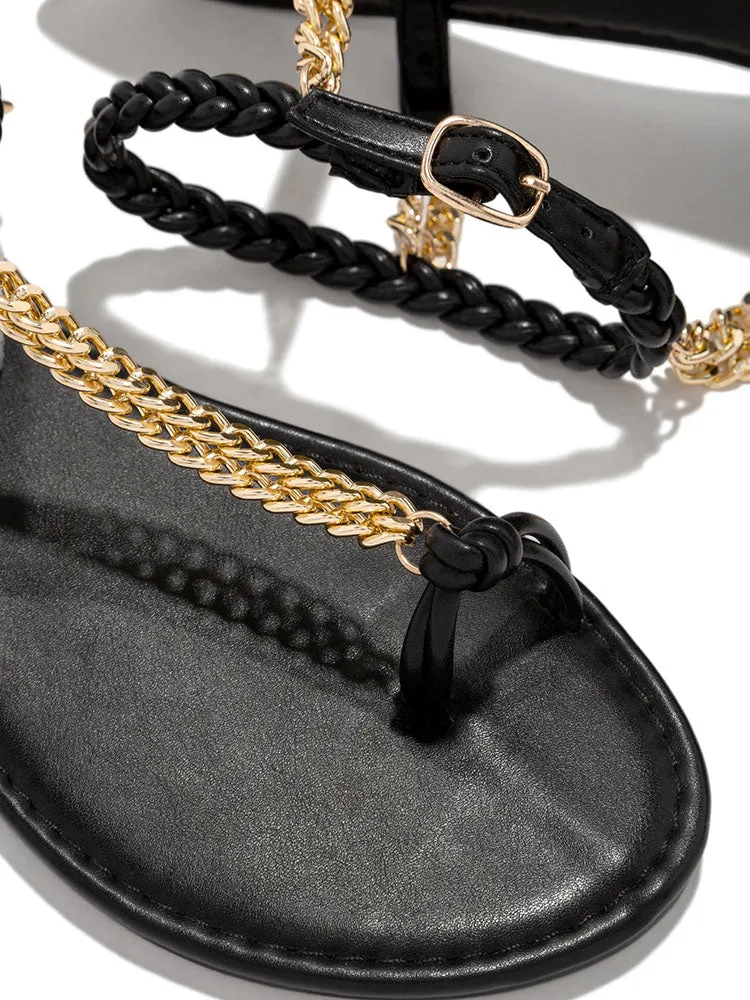 Toleet Metal Chain Flat Sandals