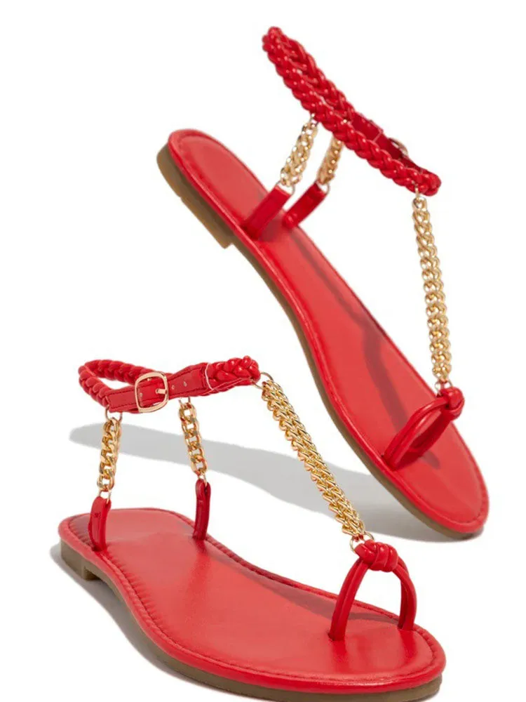 Toleet Metal Chain Flat Sandals