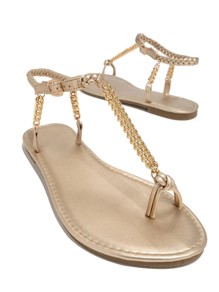 Toleet Metal Chain Flat Sandals