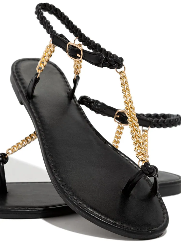 Toleet Metal Chain Flat Sandals