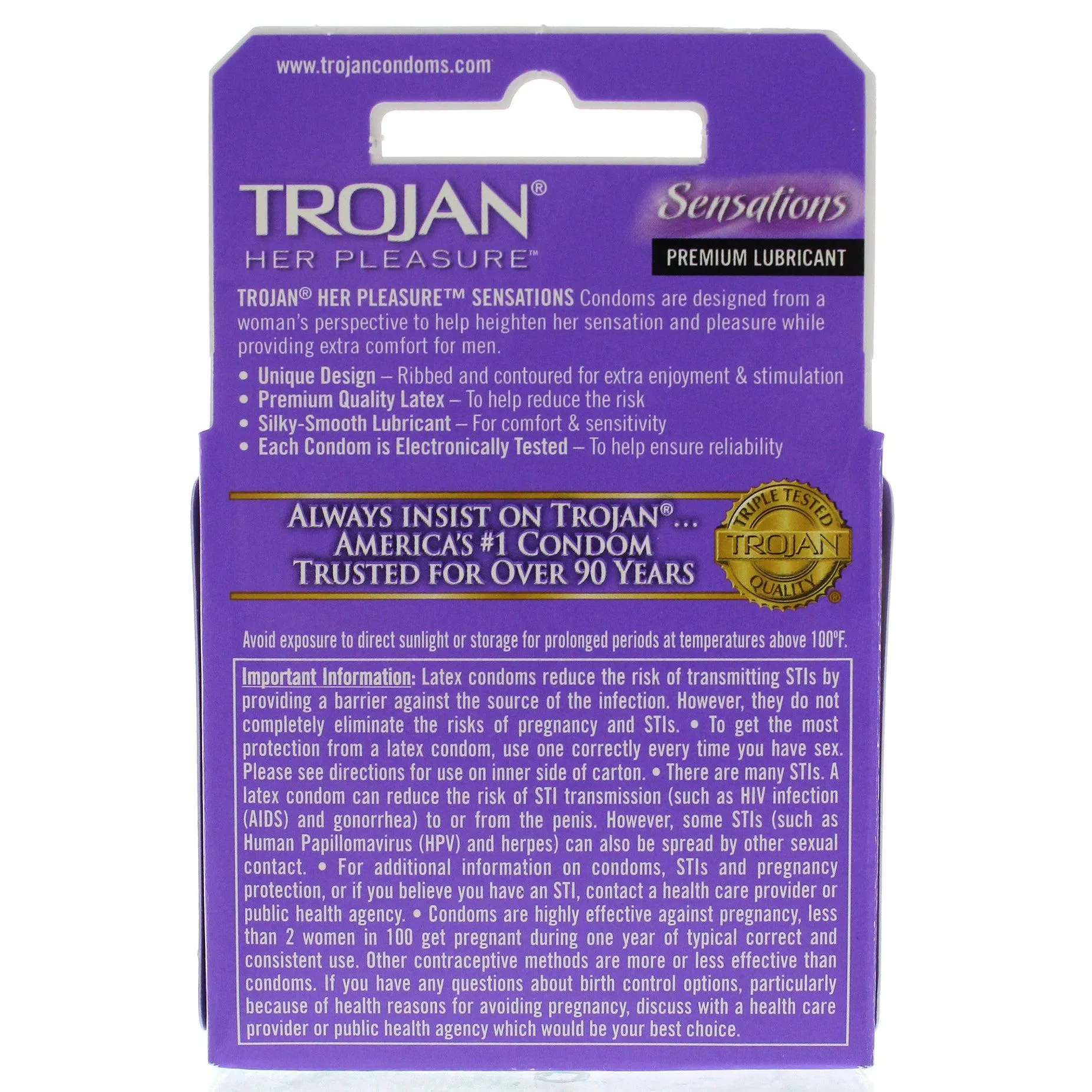 Trojan Her Pleasure Sensations Lubricated  Condoms - 3 Pack