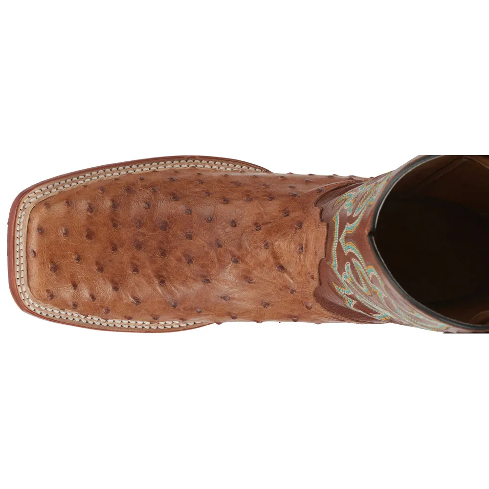 Truman Ostrich Embroidered Square Toe Cowboy Boots