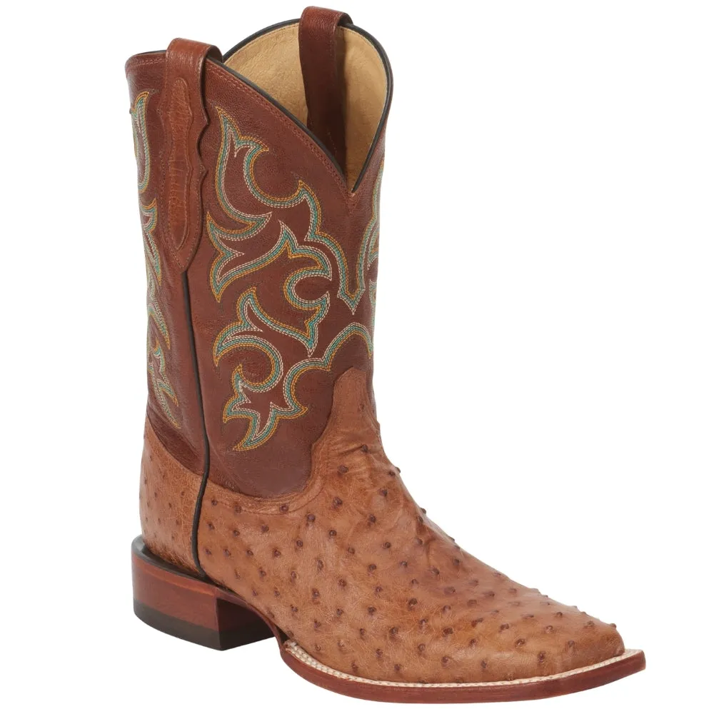 Truman Ostrich Embroidered Square Toe Cowboy Boots