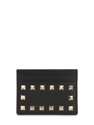 Valentino Garavani   Rockstud embellished leather card holder 