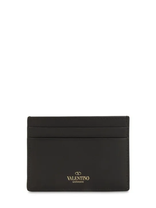 Valentino Garavani   Rockstud embellished leather card holder 