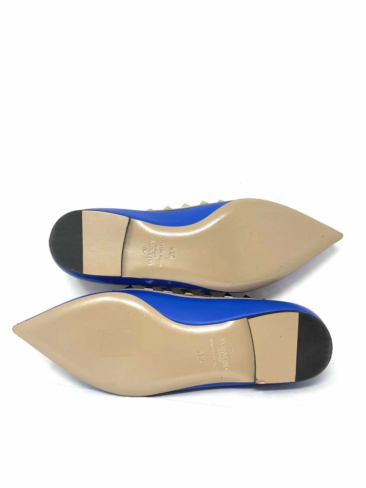 Valentino Garavani Size 5.5 Blue/Beige Studded Leather W/ BOX!!! Shoes Flats
