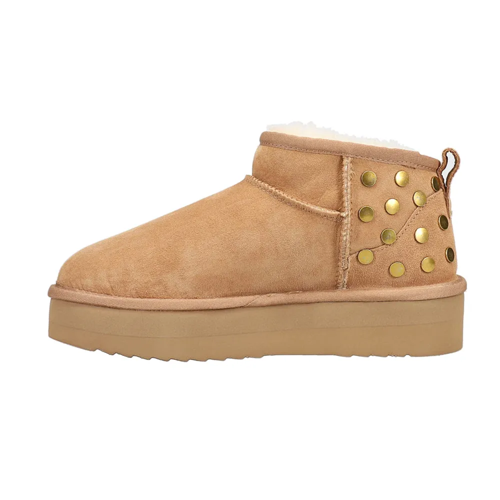 Valerie Slip On Studded Ankle Round Toe Boots